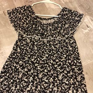 Girls black and white floral shirt